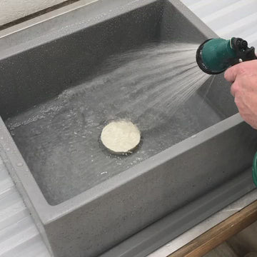 Video of Brooklyn concrete laundry trough draining efficiently and completely