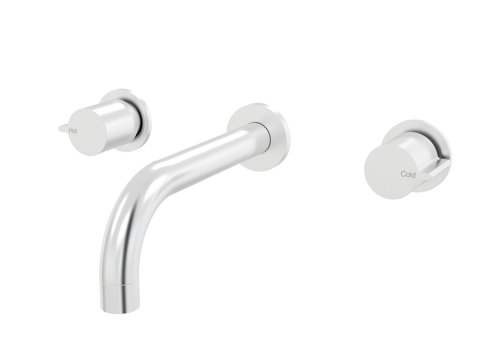 Q wall basin set by Par Taps in Brushed Chrome