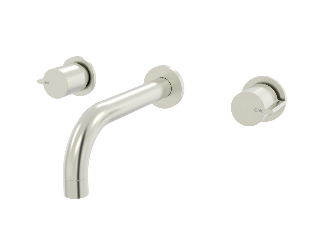 Q wall basin set by Par Taps in Brushed Nickel