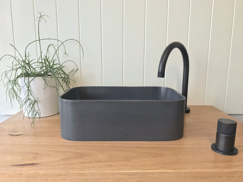 Illy Powder concrete basin by DLH Designs in Charcoal grey