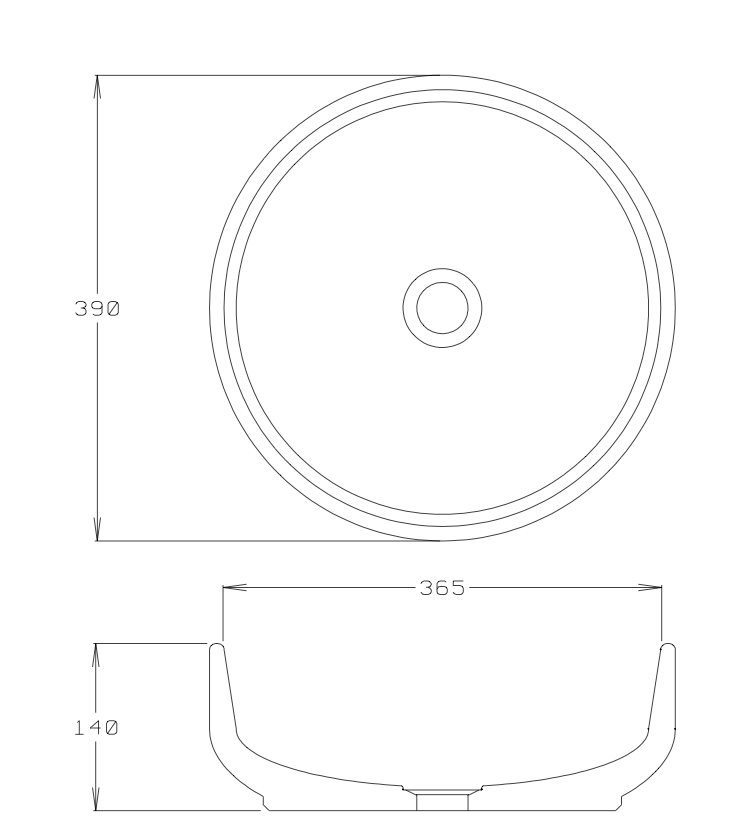 Lauren Round concrete basin by DLH Designs specifications dimensions